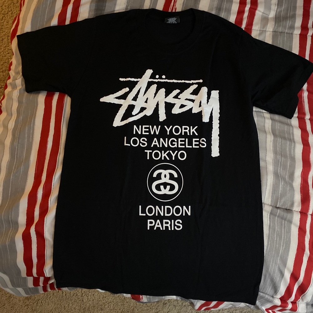Stussy World Tour Black Vintage T Shirt
